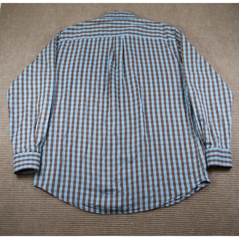 Peter Millar Baby Blue Brown Gingham Button Up XL - Picture 3 of 8
